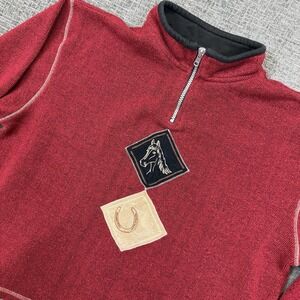 Bit & Bridle Jacket Womens Medium 1/4 Zip Red Horse Print Western Equestrian